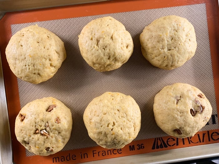 Unbaked keto hot cross buns after rising