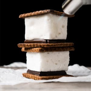 Melting a keto s'more with a torch