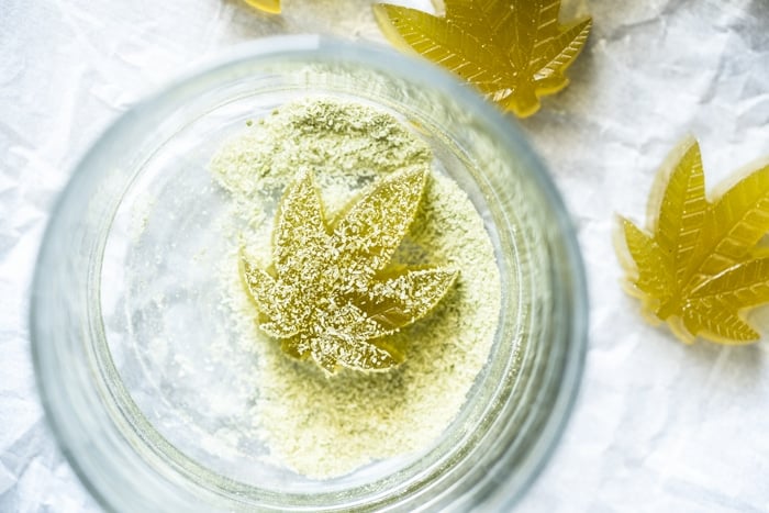 Dipping CBD gummies in sour coating