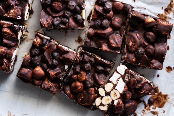 Slicing paleo & keto rocky road