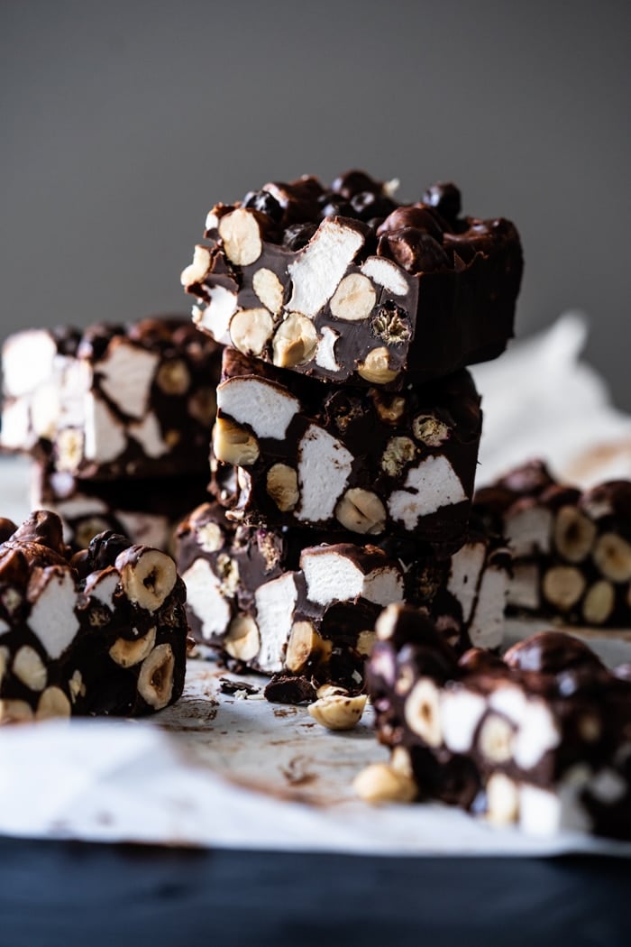 Stacked paleo & keto rocky road bars