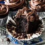 Bitten keto chocolate cupcake with buttercream frosting