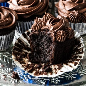 Bitten keto chocolate cupcake with buttercream frosting