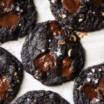 Keto chocolate cookies with hazelnut, chocolate chunks and sea salt