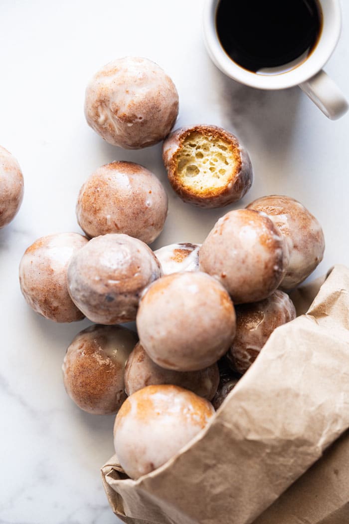 Baked keto donut holes with coffee
