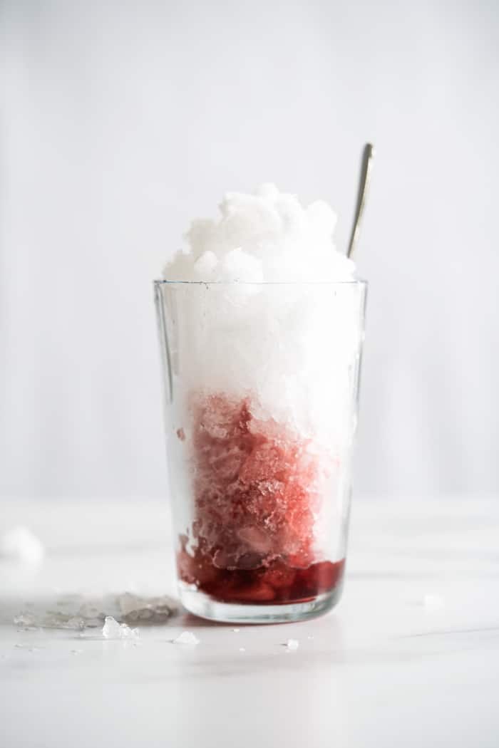 Paleo and keto slushie with red raspberry juice