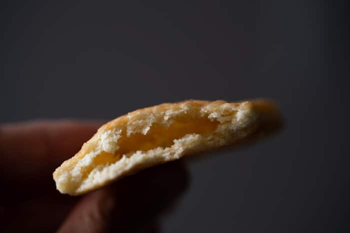 Closeup keto flatbread showing thick and fluffy texture