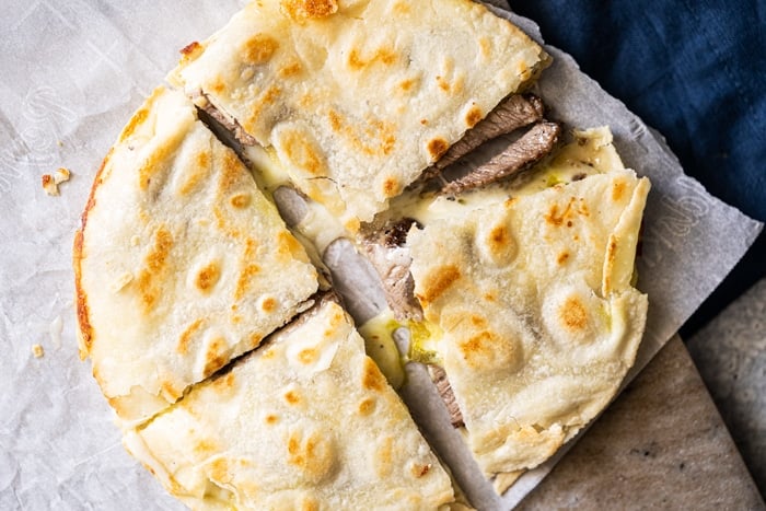 Freshly sliced keto quesadillas