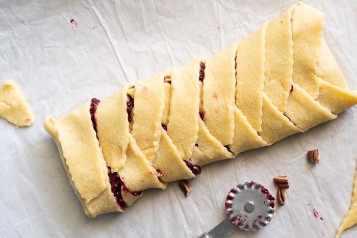 Unbaked keto danish braid
