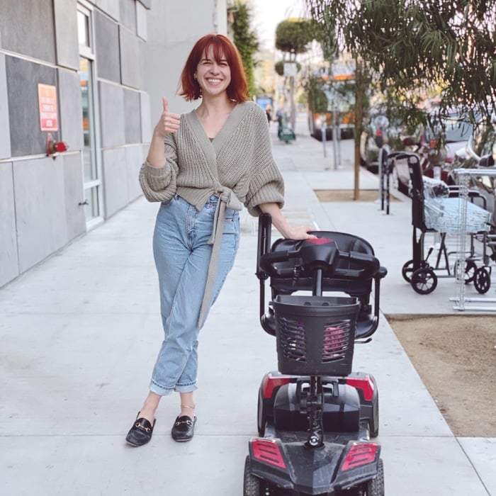 Me giving the thumbs up to passing on my electric scooter