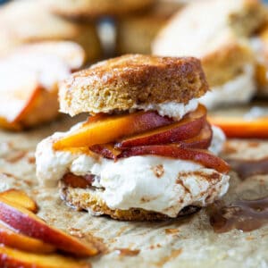 Keto peach shortcake with homemade maple whipped cream