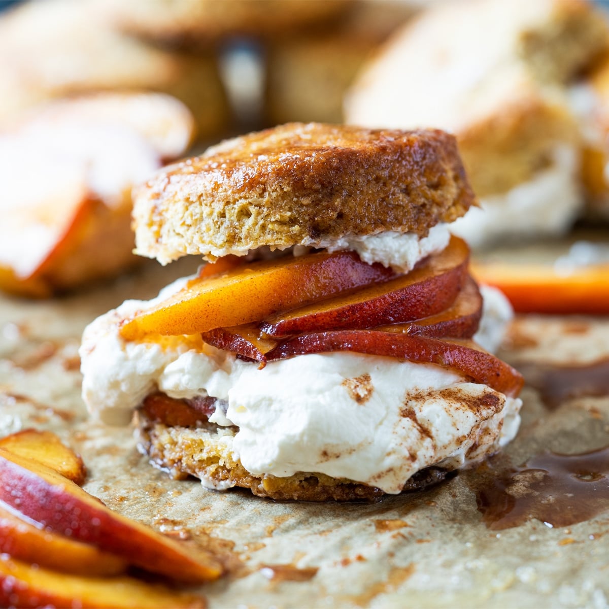 Keto peach shortcake with homemade maple whipped cream