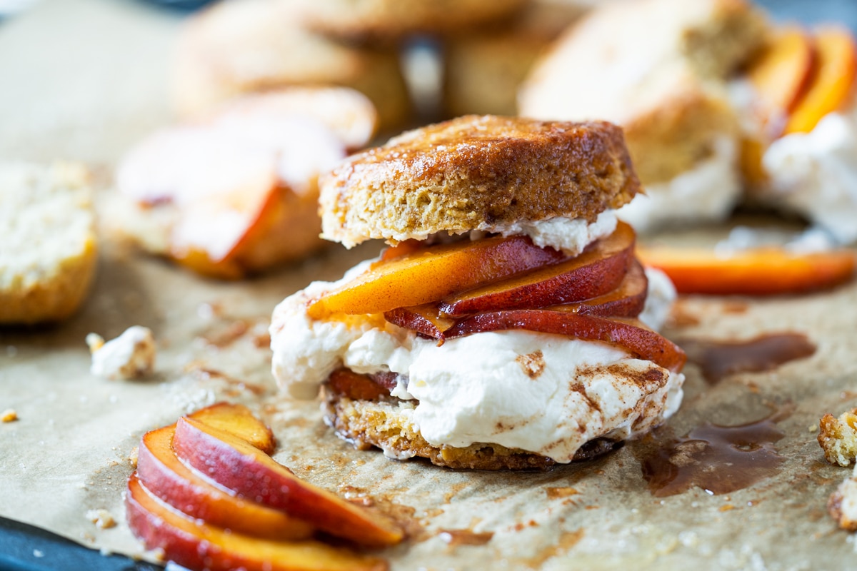 Keto peach shortcake with homemade maple whipped cream