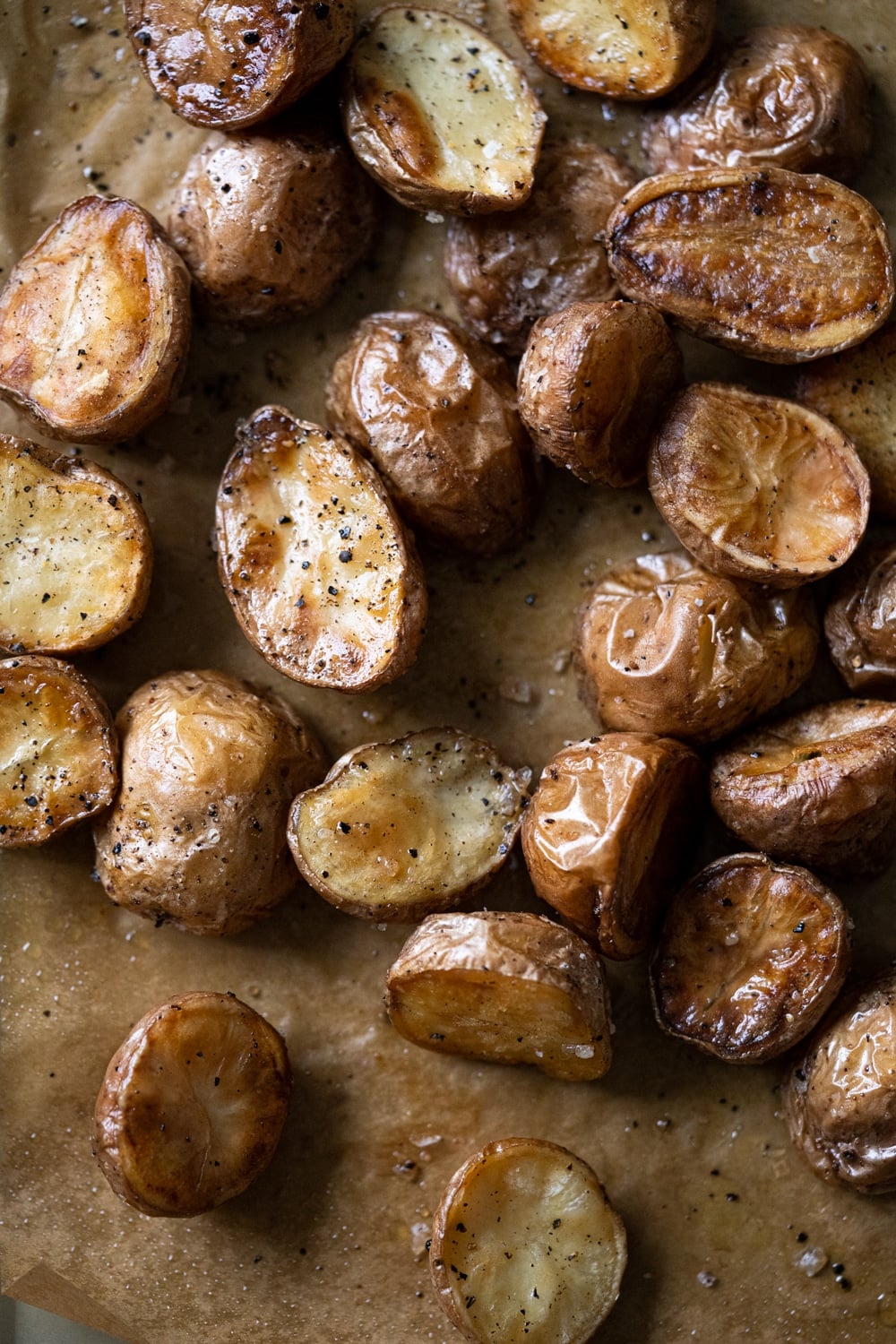 Resistant starch potatoes cooled and reheated on a baking tray