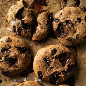 Brown butter keto chocolate chip cookies with flaky sea salt