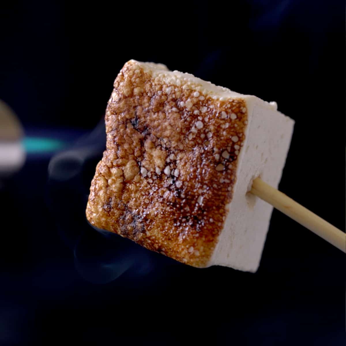 Charring a homemade maple marshmallow
