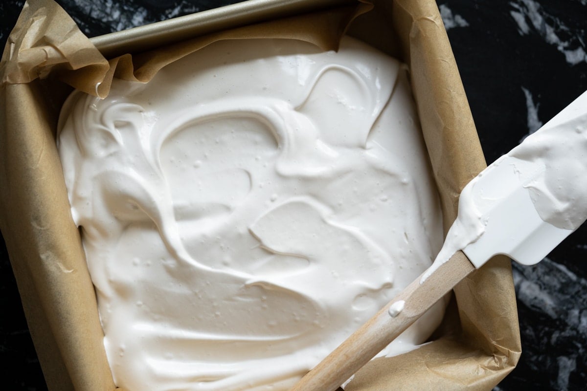 Freshly whipped maple syrup marshmallows