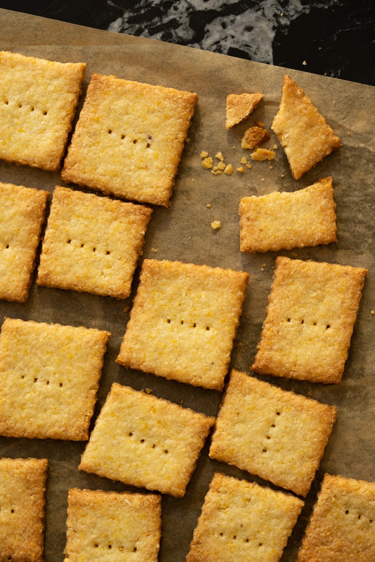 Homemade cornbread crackers made with almond flour