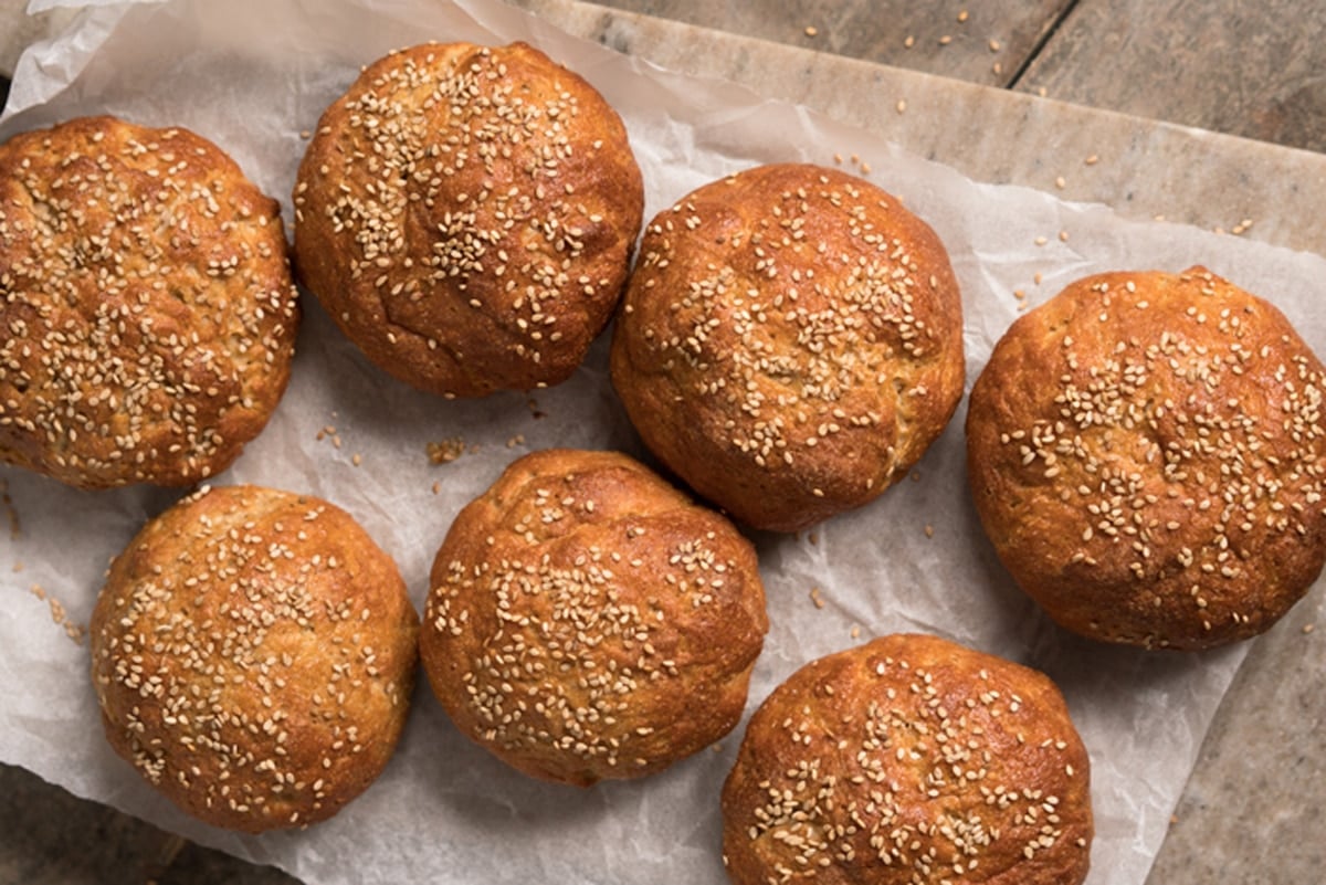 Freshly baked keto mock wholewheat buns