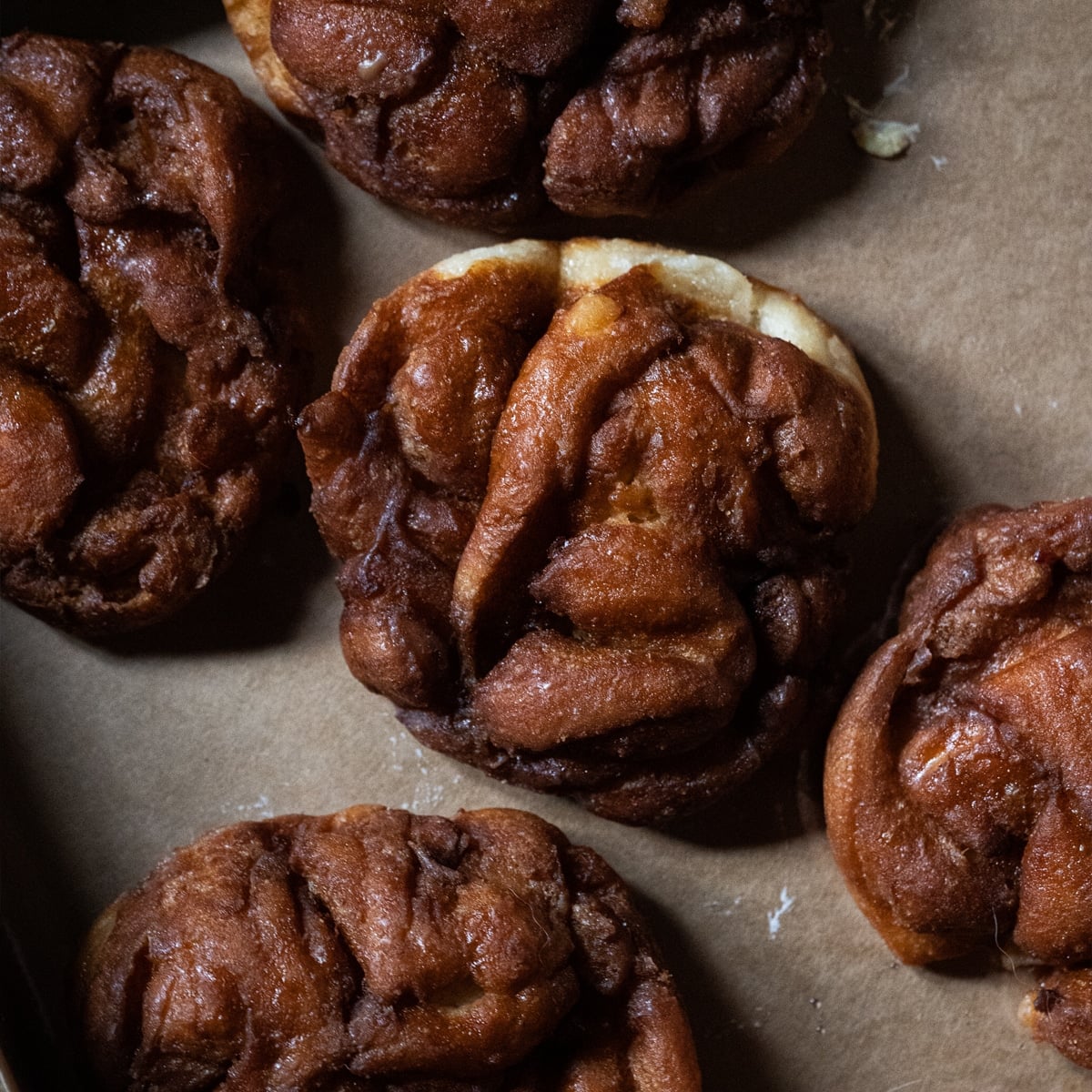 Freshly baked keto apple fritters with a donut like texture