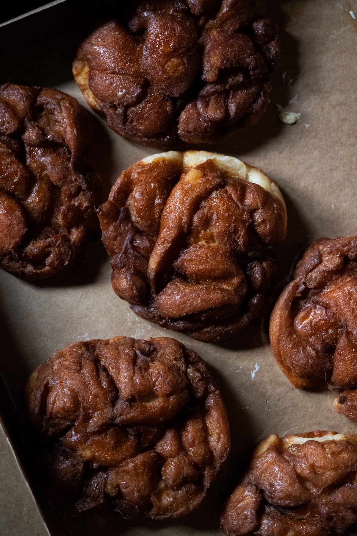 Freshly baked keto apple fritters with a donut like texture