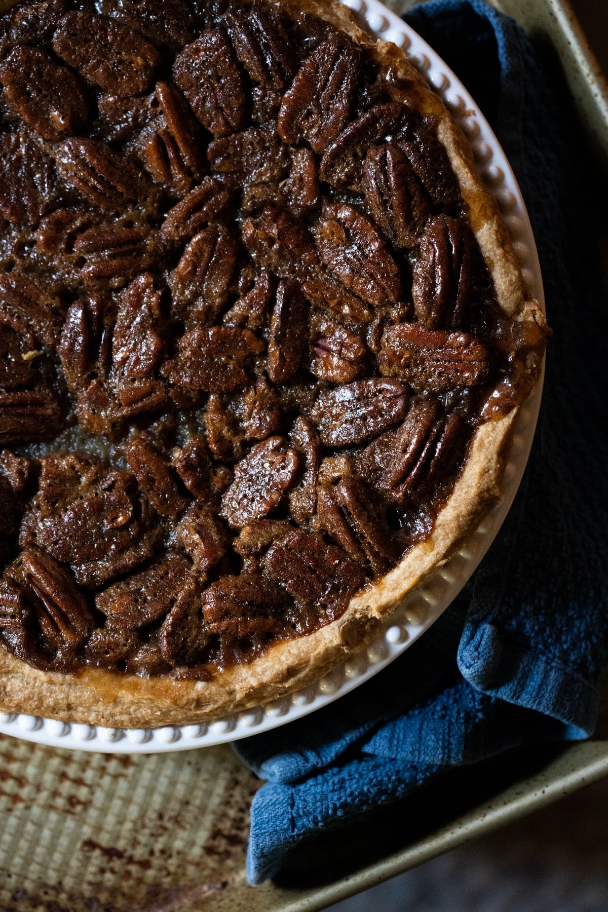 Keto pecan pie with an almond flour flaky pie crust