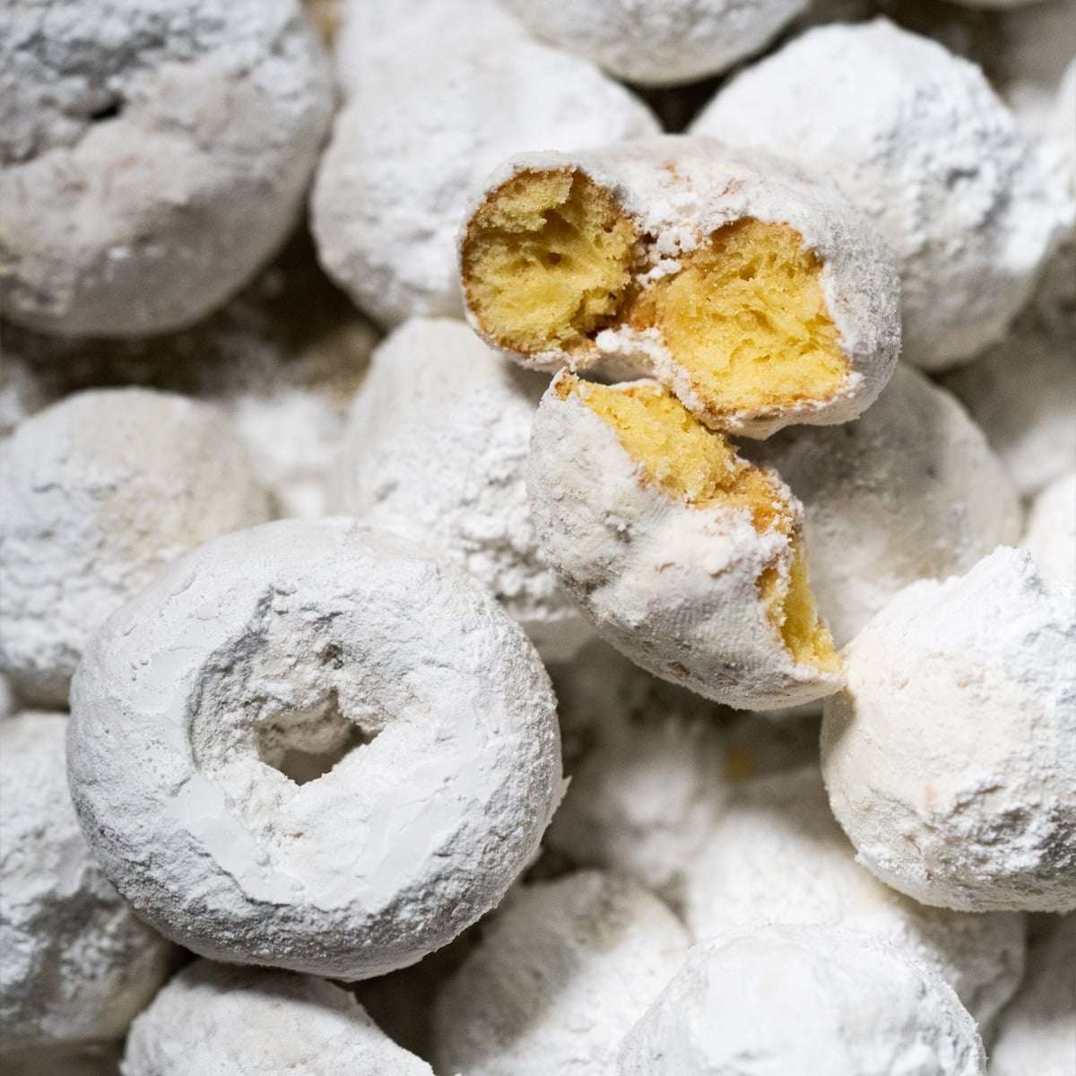 Keto powdered sugar donuts made with almond flour