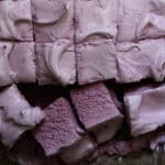 Freshly sliced maple syrup marshmallows with grape juice showing their fluffy texture and purple hue