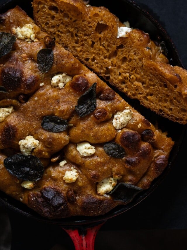 Sourdough Pumpkin Focaccia (with caramelized maple garlic!)