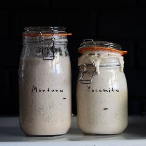 my sourdough starters (Montana and Yosemite) rising in mason jars