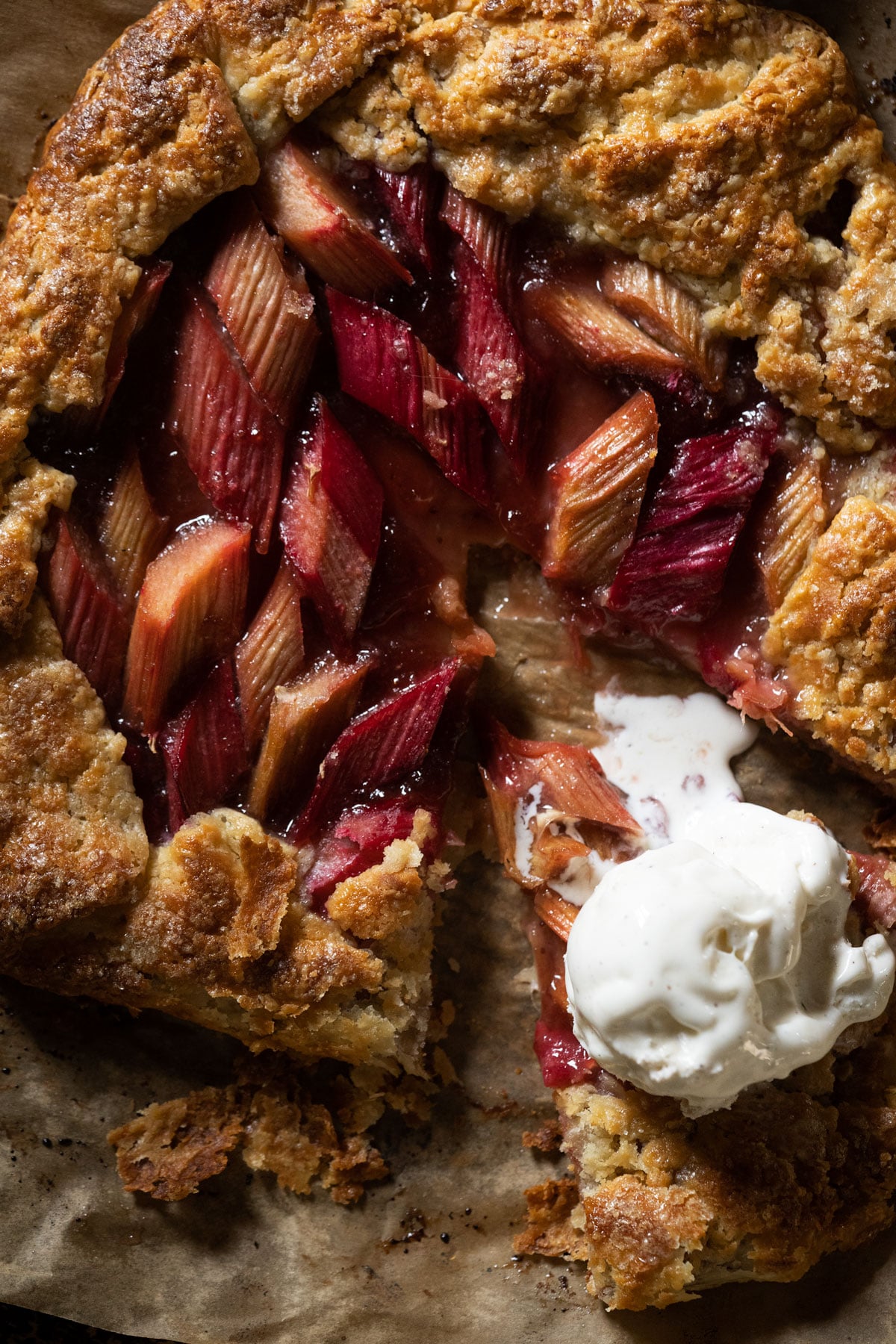 Sourdough discard pie crust for a strawberry rhubarb galette